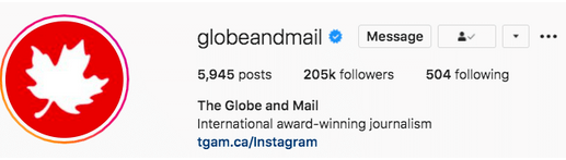 globeandmail instagram bio