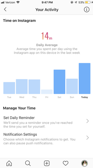 time on instagram page screenshot