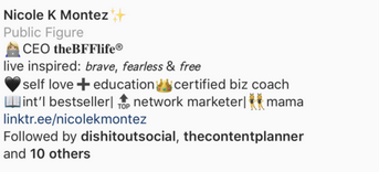 nicole k montez instagram bio screenshot