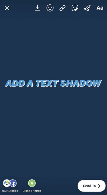 a text with a shadow in story