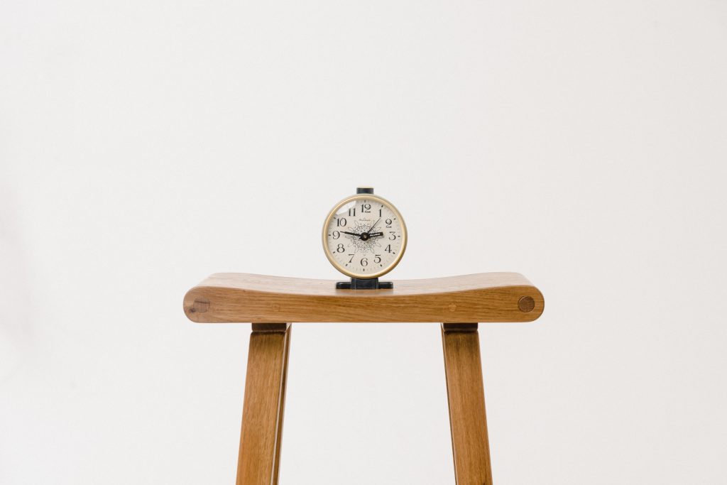 a clock on a desk