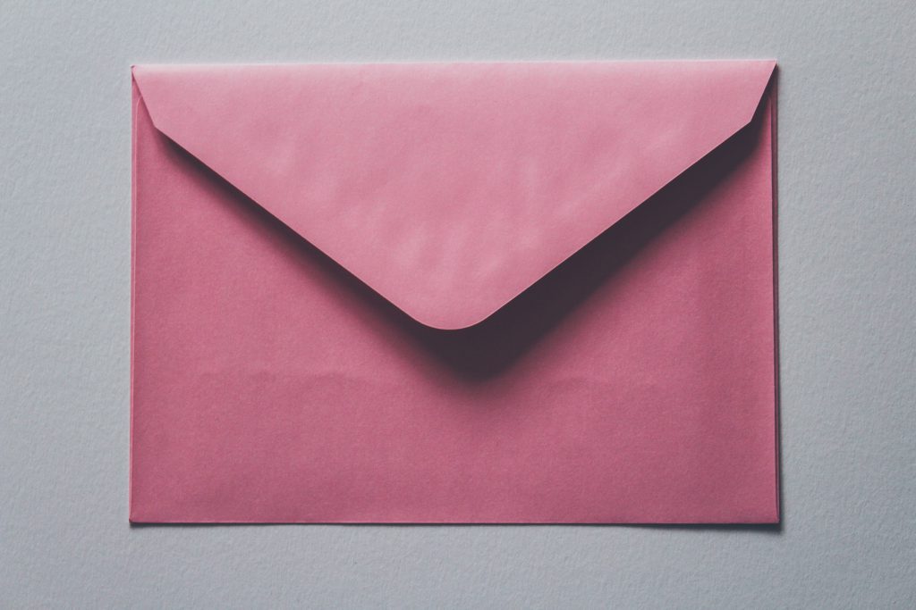 a pink envelop